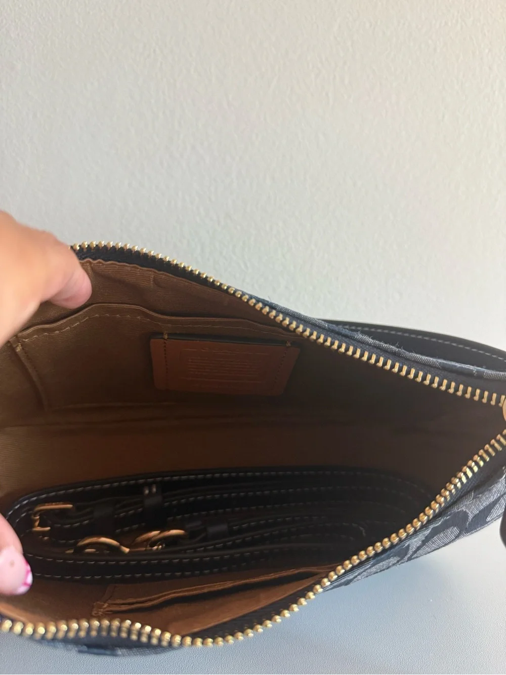 Coach Denim Chambray Signature Teri Shoulder with Gold Hardware